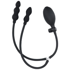 Inflatable Anal Plug for Couples – Dual-Bead Pleasure, Black Silicone, One-Button Pump