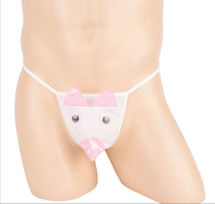 Kawaii Men's Sheer Lace T-Back Crop Top | Pink Anime-Inspired Lingerie for Party & Cosplay