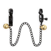 Black Crocodile Flat-Nose Nipple Clamps with Gold Bells – Adjustable BDSM Fetish Jewelry