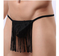 Sexy Men Sheer Mesh Sissy Tassels Skirted Lace Thongs