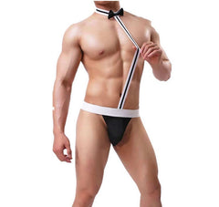 【性感狂野】男士情趣连体内裤 Mankini 吊带丁字裤 - 黑/白双色可选
