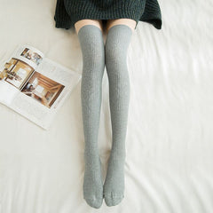 Thigh High Socks for Women (Over The Knee) - Japanese School Style Striped Socks | Non-Slip Warm Design | 7 Colors