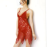 Happy Sex Chinese Style V Neck Lace Mesh Sleepwear in Red - Sex Toys & Adult Toys | XtoySmart Canada
