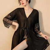 Happy Sex Women Long Sleeves Lingerie Sleepwear in Black One Size - Sex Toys & Adult Toys | XtoySmart Canada