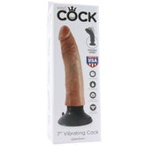 King Cock 7" Vibrating Suction Cup Dildo in Tan - Sex Toys & Adult Toys | XtoySmart Canada