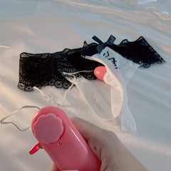 Women's Sexy Black & White Lace Underwear With Vibrating Egg(小母狗)