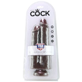 King Cock 9 Inch Two Cocks One Hole Dildo in Chocolate