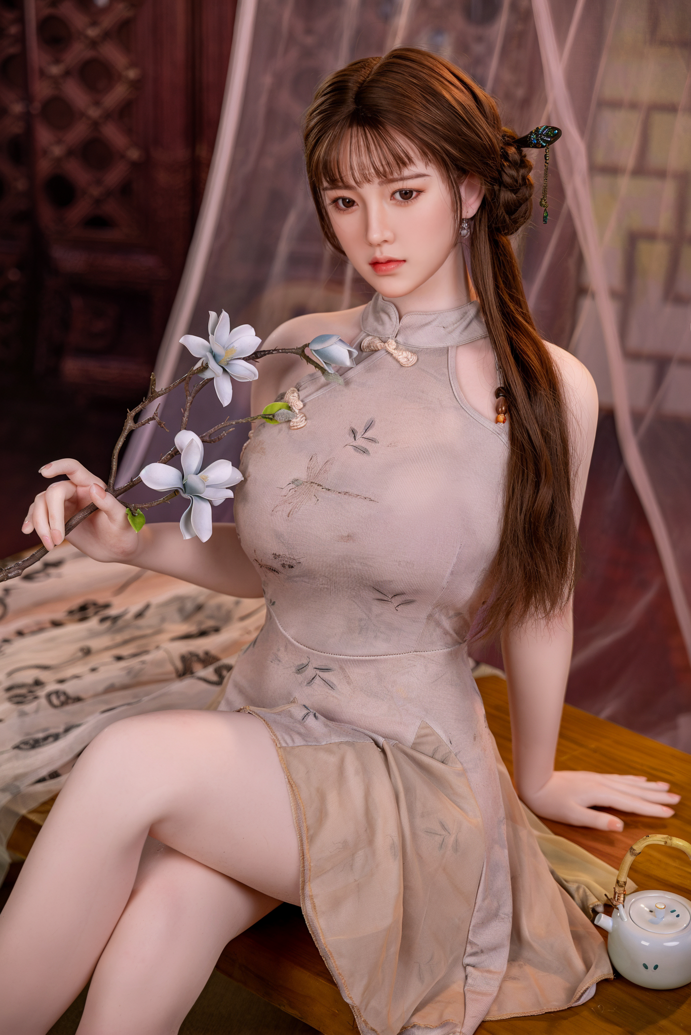 169cm Asian Fantasy Love Doll – Soft Jiggly Breasts, Realistic Vagina, Lifelike Silicone Head & Suction Vibration