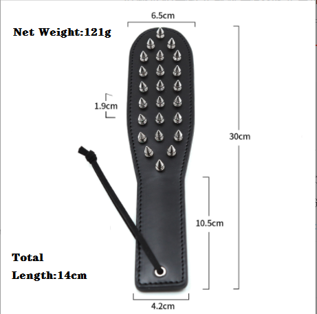 Leather Studded Black Spanking Paddle