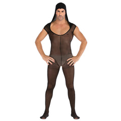 Men‘s Sexy Sleeveless See-through Crotchless Hooded Jumpsuit