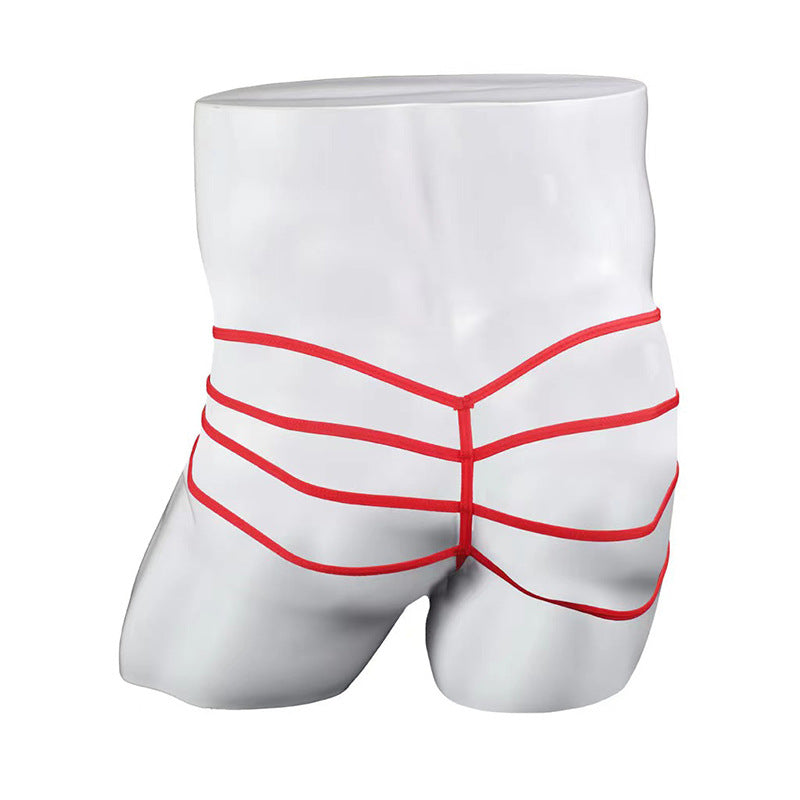 Men's Sexy Zipper Open Front See-Through Underwear in Red