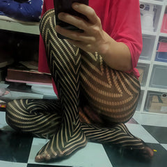 Men’s Gay Fishnet Striped Tights – Sexy Mesh Baselay Stockings｜Nylon Stretch｜Closed Crotch｜One Size