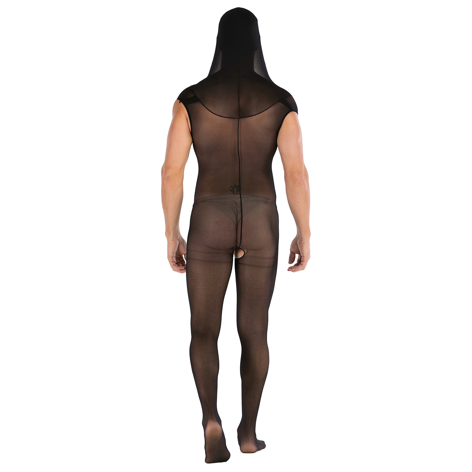 Men‘s Sexy Sleeveless See-through Crotchless Hooded Jumpsuit