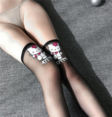 HelloKitty Kawaii Thigh-High Sexy Sheer Stockings – Japanese Cute Lingerie for Women