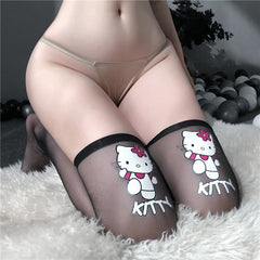 HelloKitty Kawaii Thigh-High Sexy Sheer Stockings – Japanese Cute Lingerie for Women