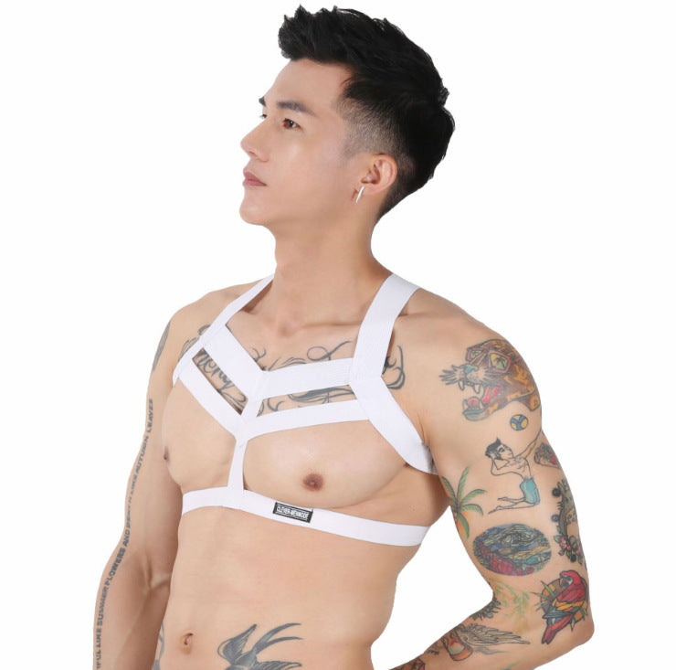 男士性感透明下体胸带套装（三色可选）