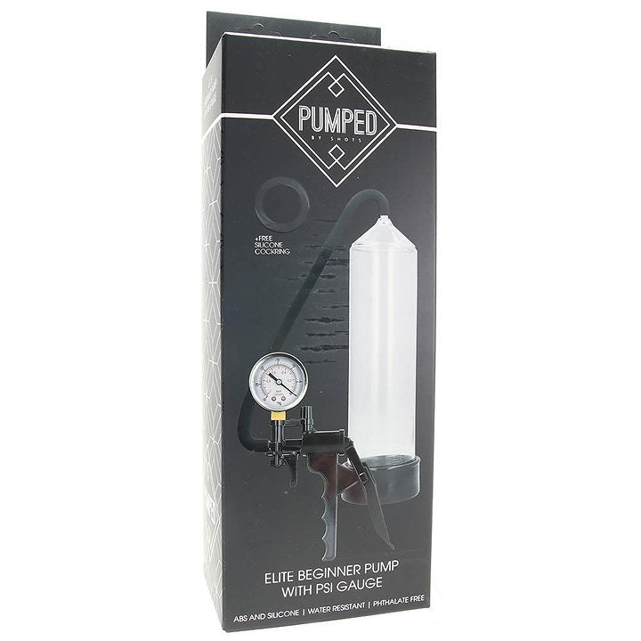 Pumped Elite Beginner Pump with PSI Gauge in Clear -  Sex Toys & Adult Toys | XtoySmart Canada