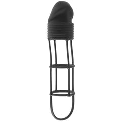 Silicone Ribbed Cock Cage Extender in Black -  Sex Toys & Adult Toys | XtoySmart Canada