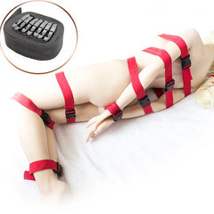 Premium Bondage Gear Set – Heavy-Duty Nylon Restraints, Adjustable Handcuffs & Ankle Cuffs for Adults (Red/Black)
