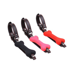 Forbidden Fruits Bondage Silicone Leather Dog Bones Mouth Gag(Three Color Available)