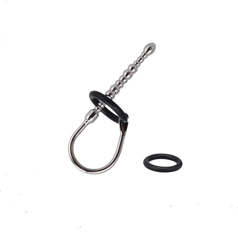 Stainless Steel Beads Urethral Sounds Plug with 2pcs Penis Rings