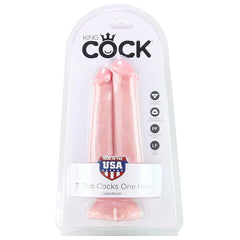 King Cock 7" Two Cocks One Hole Dildo in Vanilla -  Sex Toys & Adult Toys | XtoySmart Canada