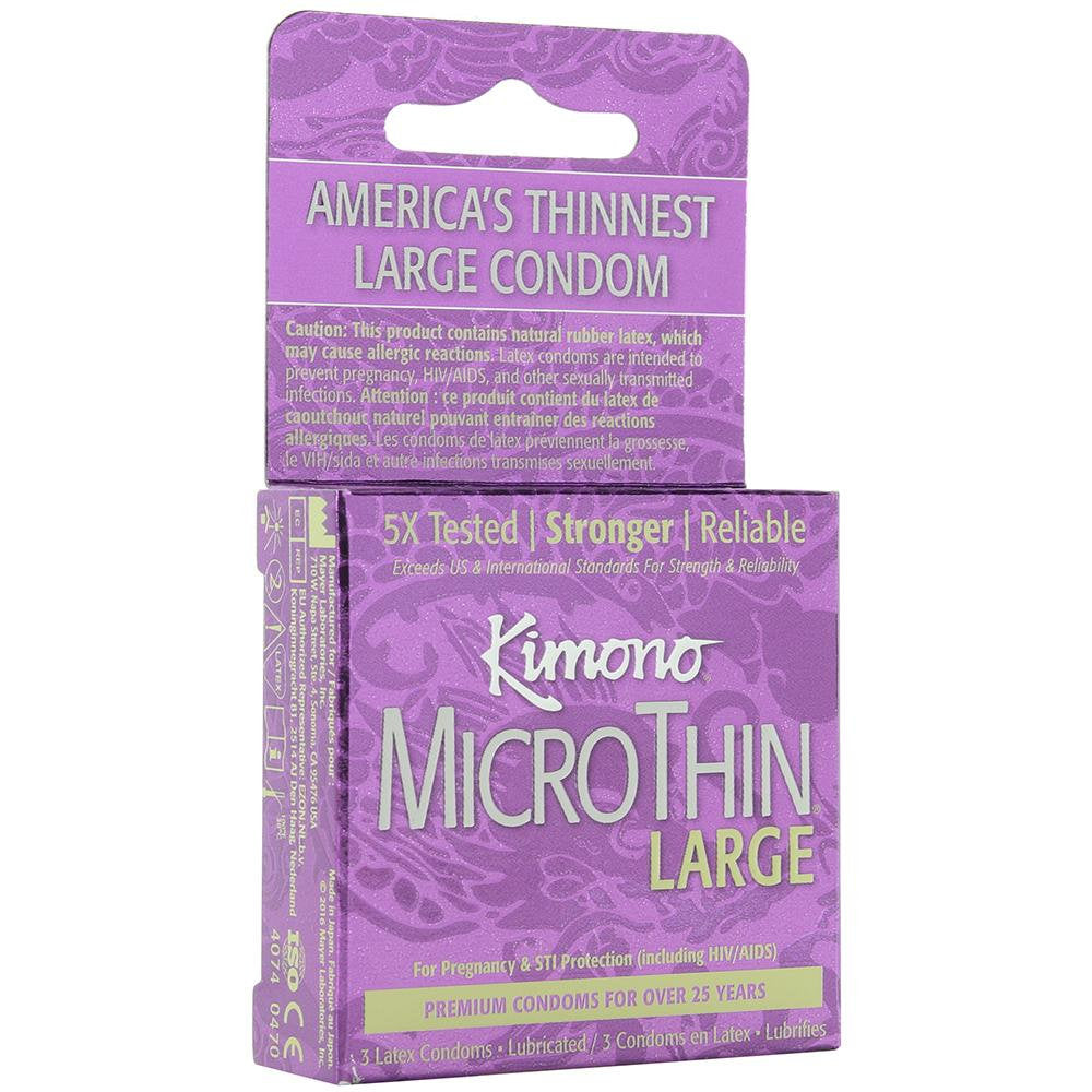 Kimono MicroThin Large Condoms in 3 Pack -  Sex Toys & Adult Toys | XtoySmart Canada