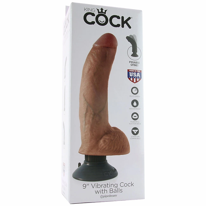 King Cock 9" Vibrating Ballsy Dildo in Tan -  Sex Toys & Adult Toys | XtoySmart Canada