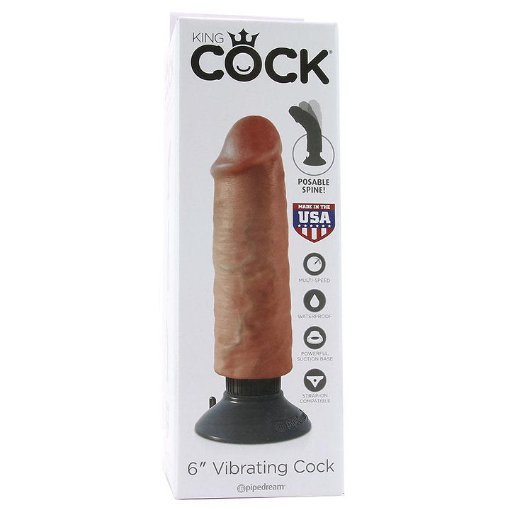 King Cock 6" Vibrating Suction Cup Dildo in Tan -  Sex Toys & Adult Toys | XtoySmart Canada