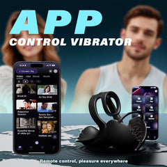 💖 App-Controlled Double Ring Male Chastity & Vibrating Cock Ring | 9 Modes, Warming