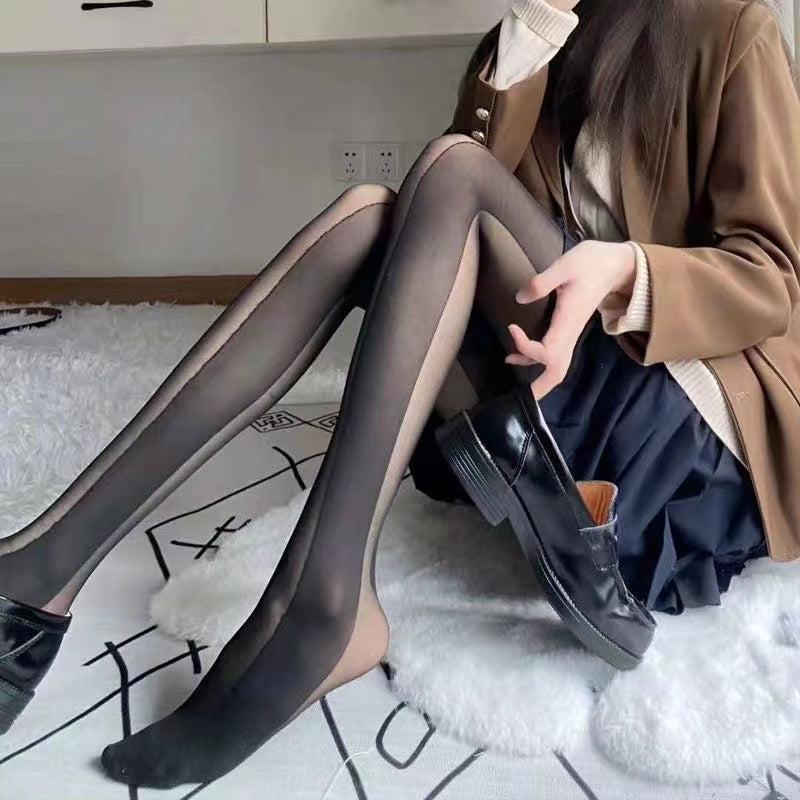 Sexy Vertical Striped Pantyhose - Slimming Mesh Panel Tights