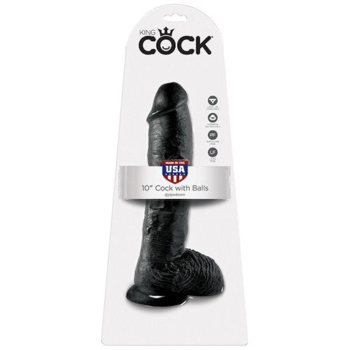 美国King Cock 10英寸带蛋蛋黑色仿真阳具