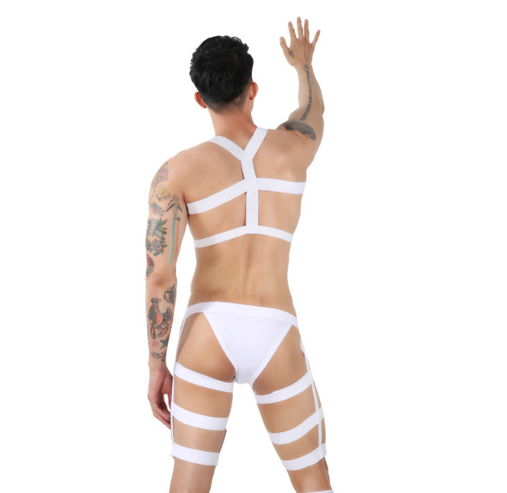 Men's Sexy See Through Jockstrap Body Chest Harness Belt Set(Three Colors Available)