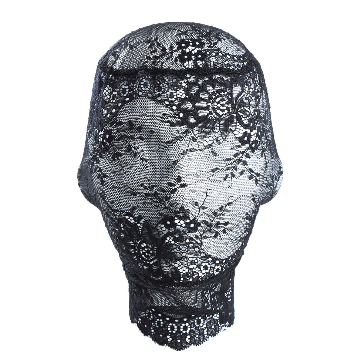 Black Lace Floral Full Face Hood