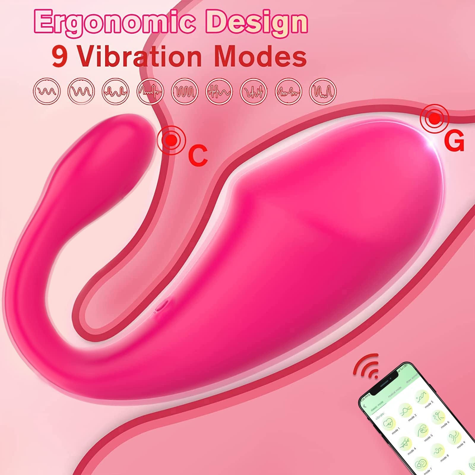 玫红色App远程遥控强震情趣跳蛋｜女用穿戴式自慰震动器