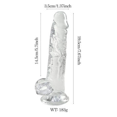 Crystal Clear 7.6" Soft Realistic Dildo with Suction Cup Base