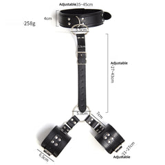Leather Bondage Handcuff & Collar Set | Adjustable PU Restraint Toy for Couples BDSM Play