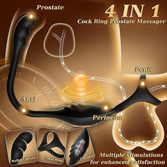 Remote Control Prostate Massager for Men – Vibrating Anal Plug with Triple Rings | Male G-Spot Stimulator