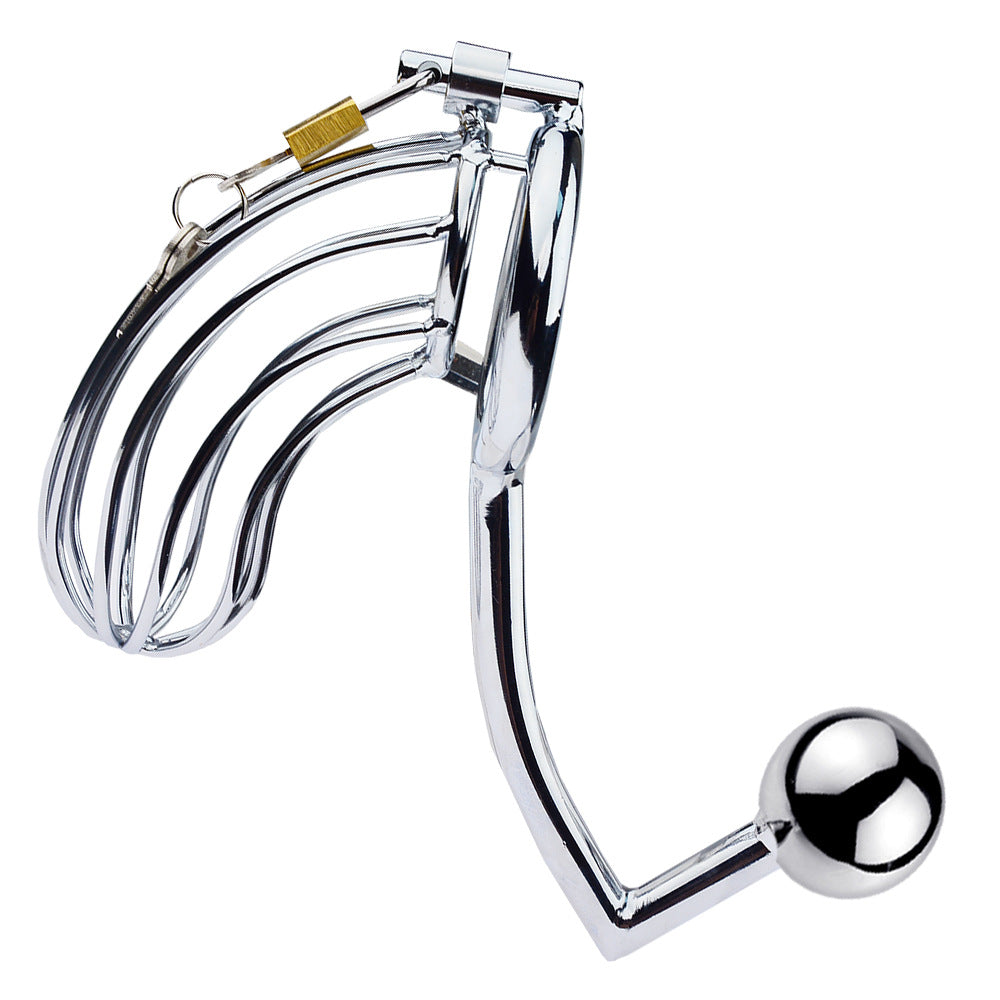 Chastity cage for Men with Stainless Steel Anal Plug(45mm,50mm to choose)