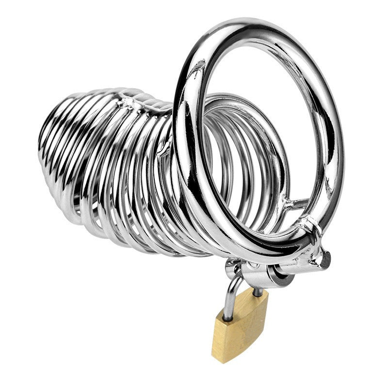 Male Premium Metal Silver Locked Chastity Cock Cage
