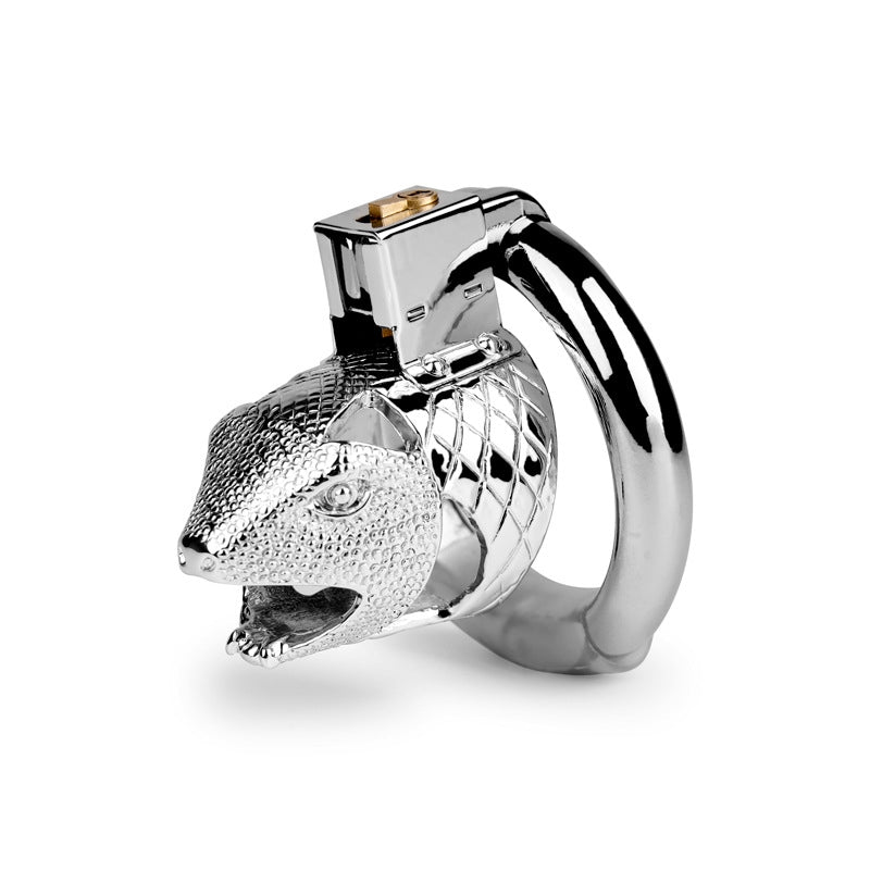 Snake Head Design Male Chastity Device, Breathable Metal Cage with 3 Rings