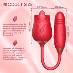 玫瑰造型女性情趣玩具｜10档舌舔+伸缩模式｜可清洗设计｜情侣私密礼物