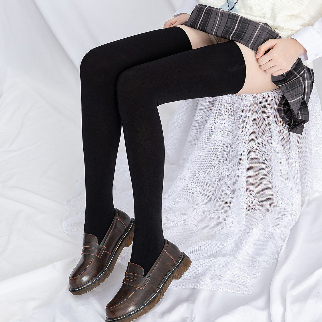 Women Over Knee Thigh High Stocking in Black