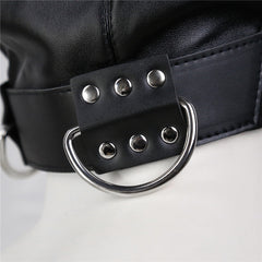 黑色帝王蒙头 女用BDSM调情成人头套 女王款带铁环束缚玩具