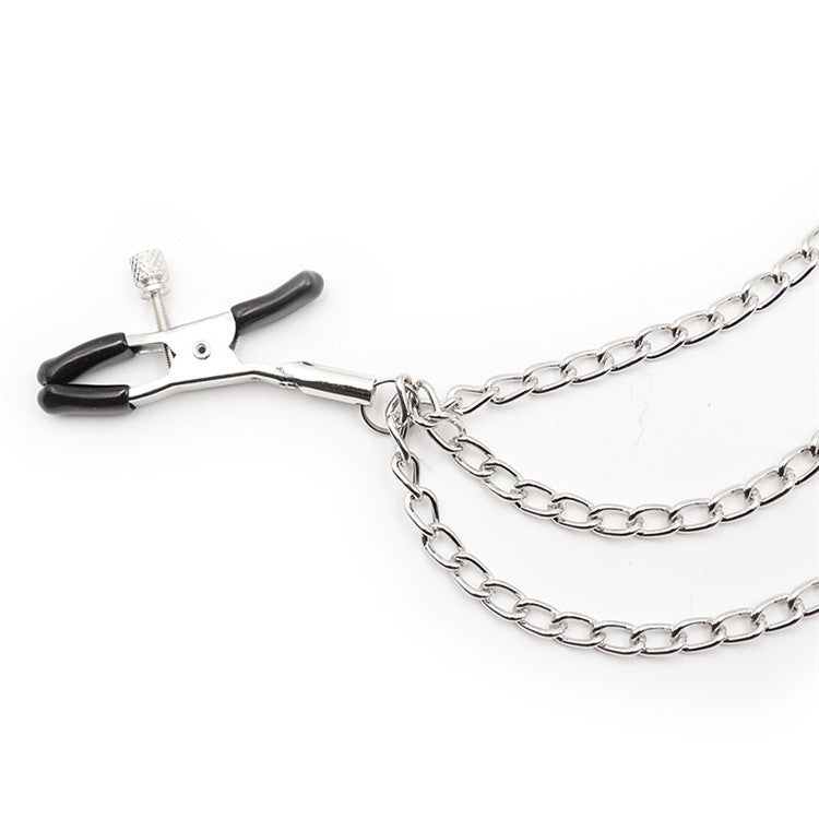 Silver Adjustable Nipple Clip Clamps with 3 Chain