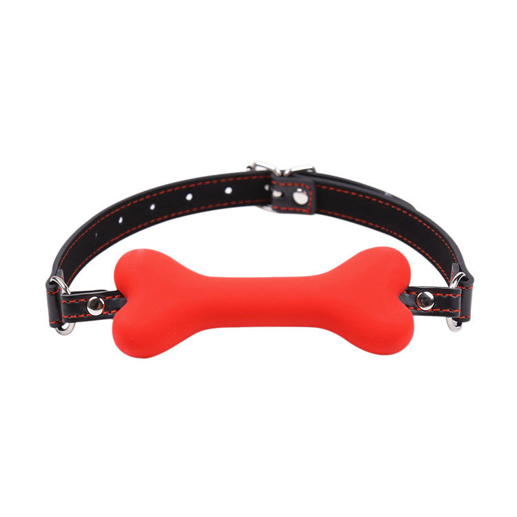 Forbidden Fruits Bondage Silicone Leather Dog Bones Mouth Gag(Three Color Available)