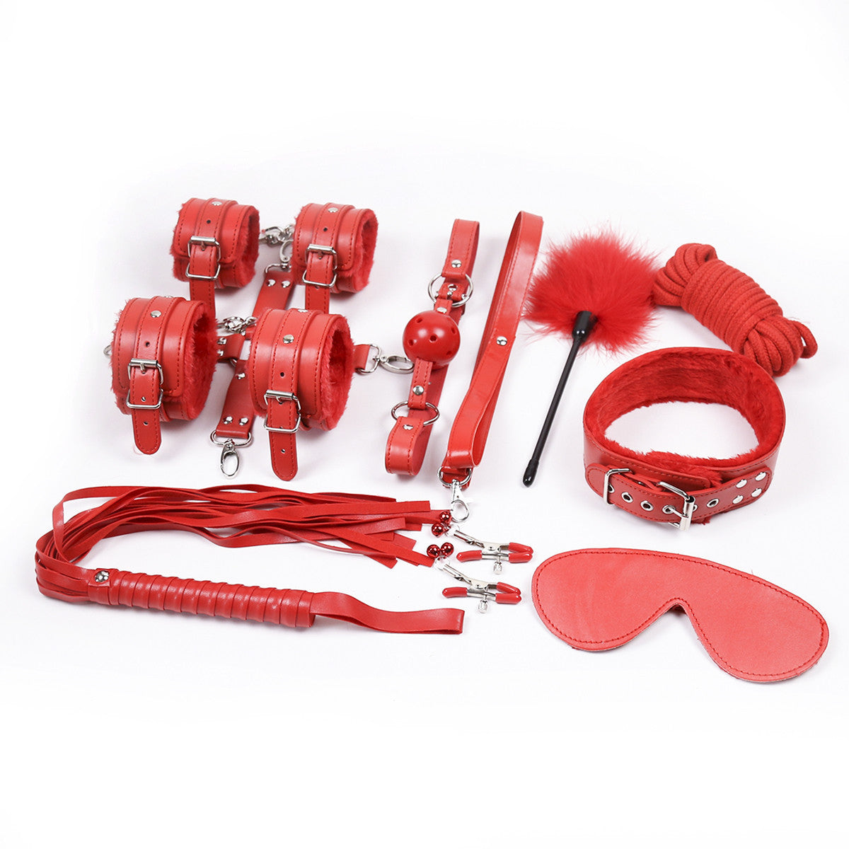 10 Pcs Leather Bondage Restraints Kit Sex Toys