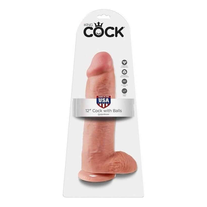 King Cock 12 Inch Cock with Balls In Flesh