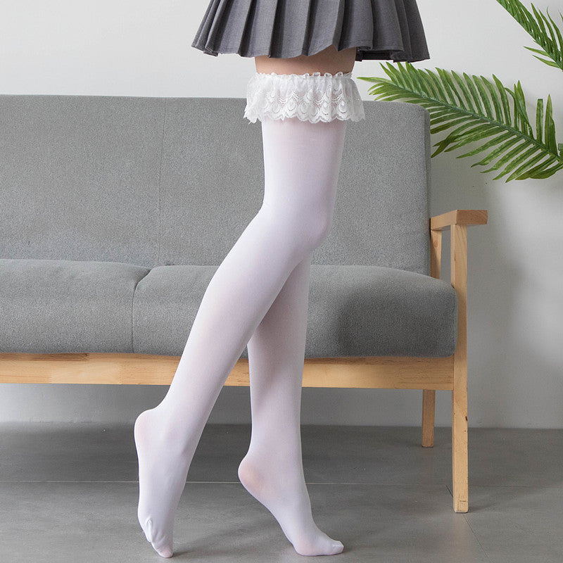 Lolita Velvet Over-the-Knee Socks | Lace Cosplay Stockings