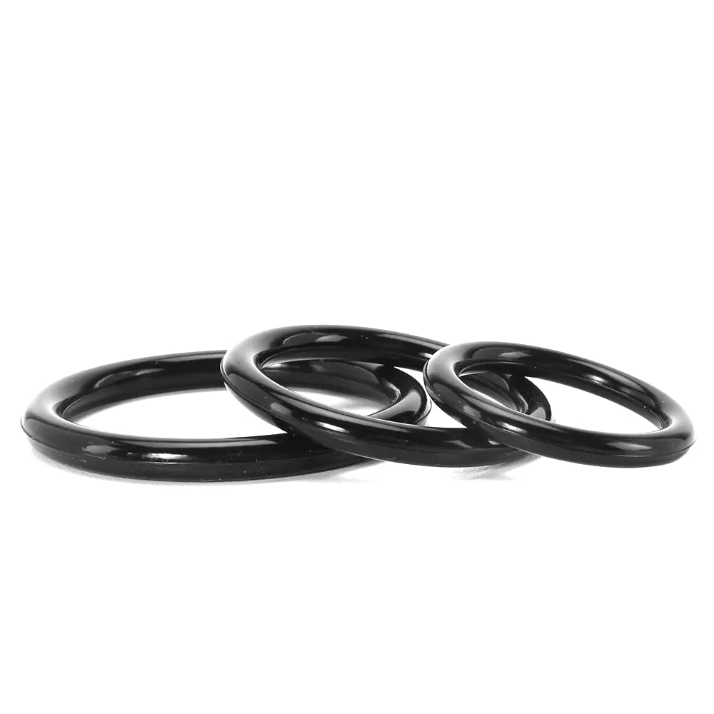 Silicone 3 Ring Stamina Cock Ring Set in Black